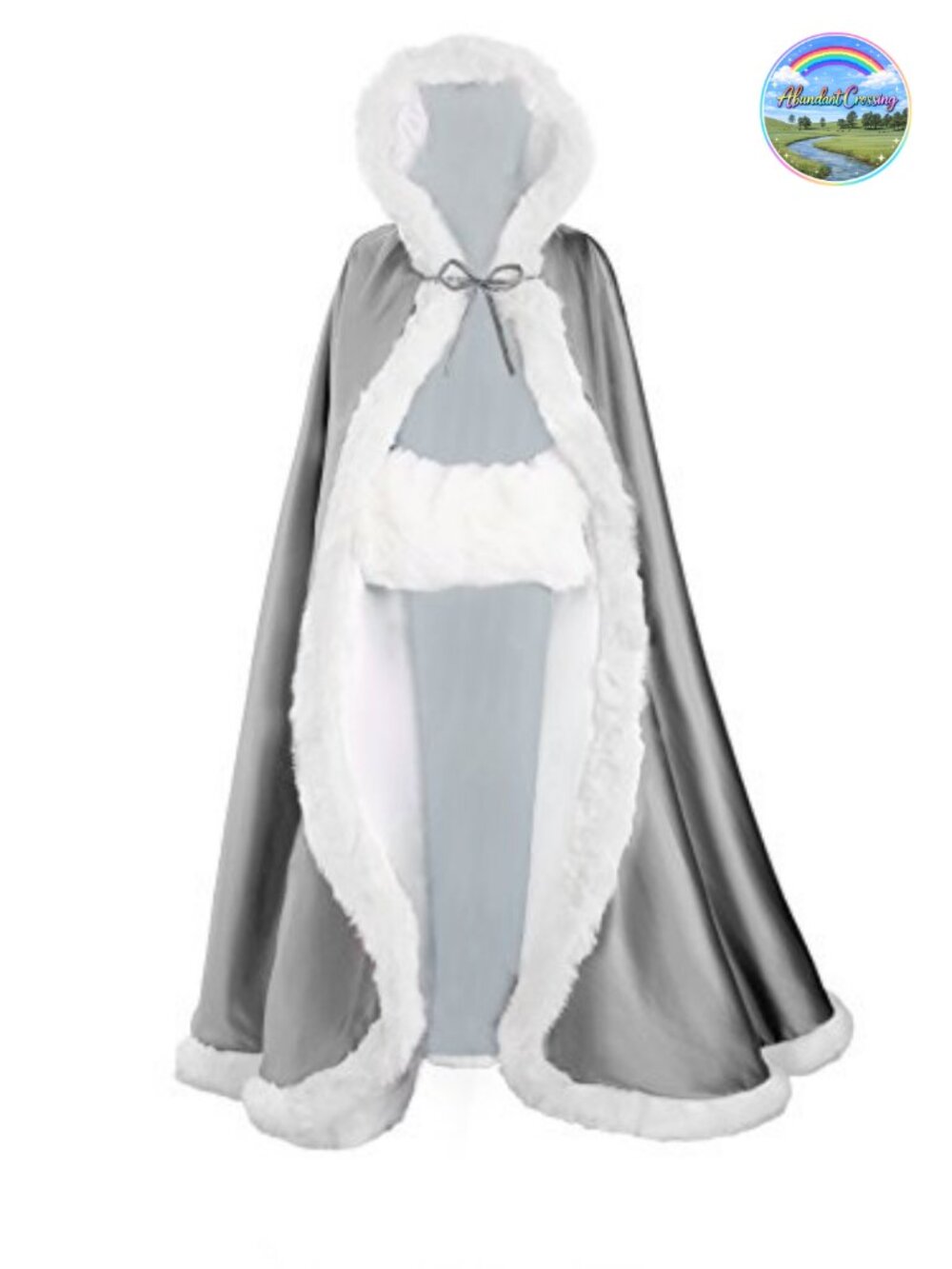 Reversible Hooded Wedding Cape Cloak with Fur Trim and Free Hand Muff
